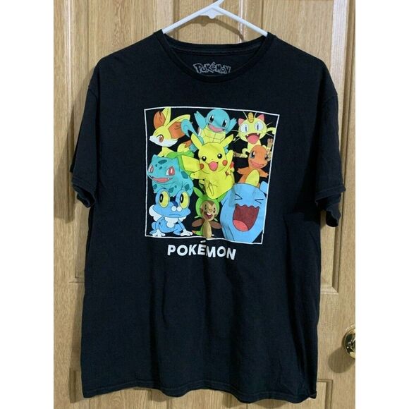 Pokemon Pikachu and Friends T-Shirt Men's Adults Size Large Black Print - Picture 1 of 4